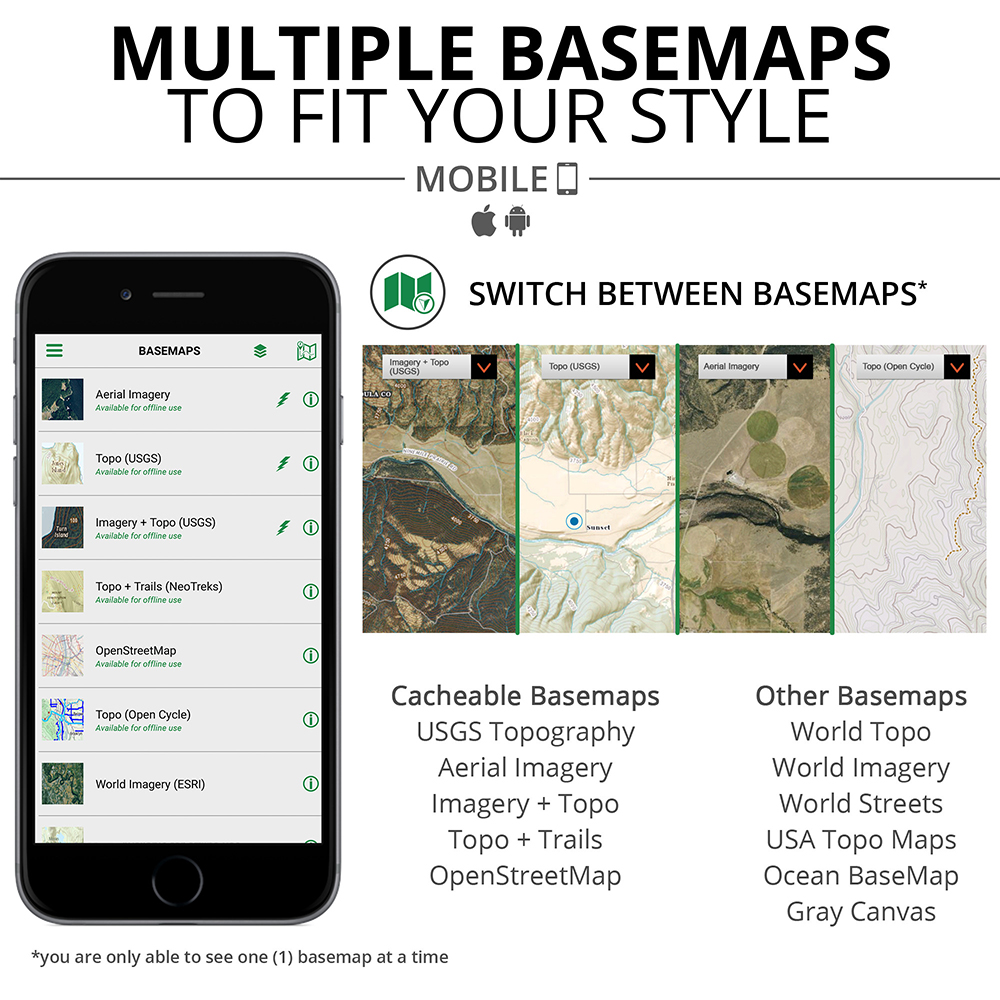 Cell phone land navigation 19 Roam basemaps