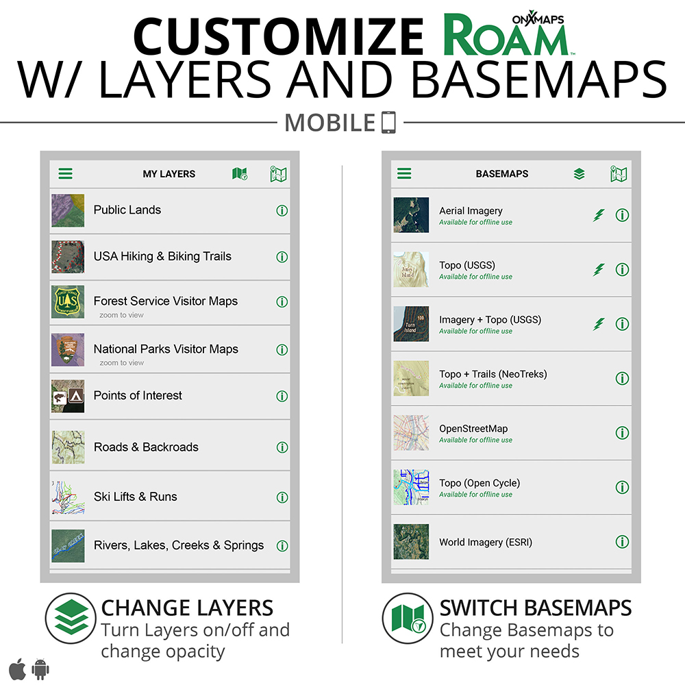 Cell phone land navigation 20 Roam customize