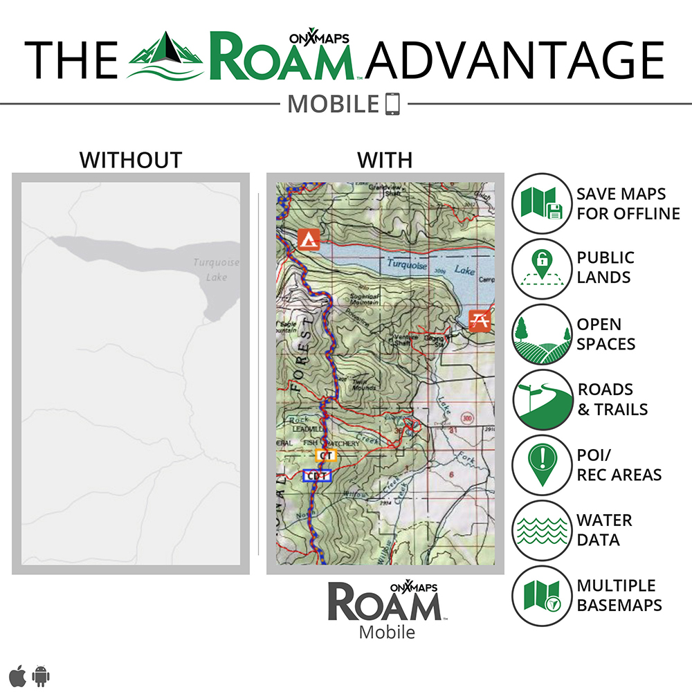 Cell phone land navigation 22 Roam map detail