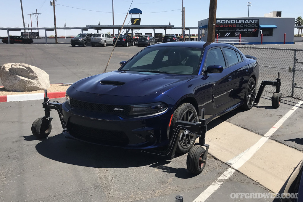 In this purpose-built skid car, hydraulic outriggers allowed instructors to induce slides on command.