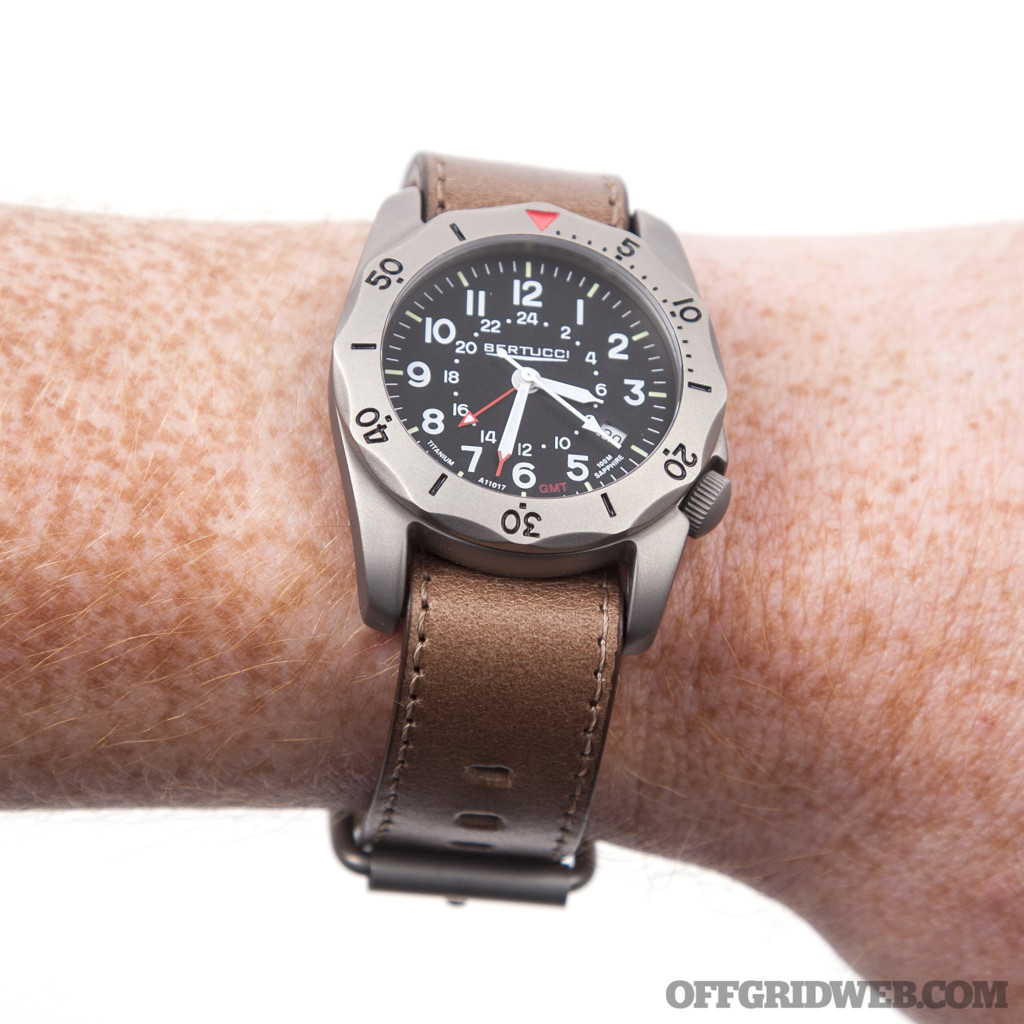 Bertucci A-2TR Vintage GMT watch rotating bezel navigation compass dual time zone survival 14