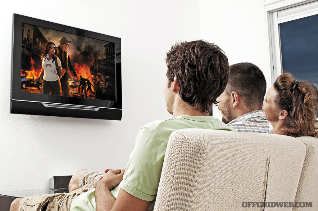 Family watching movie.