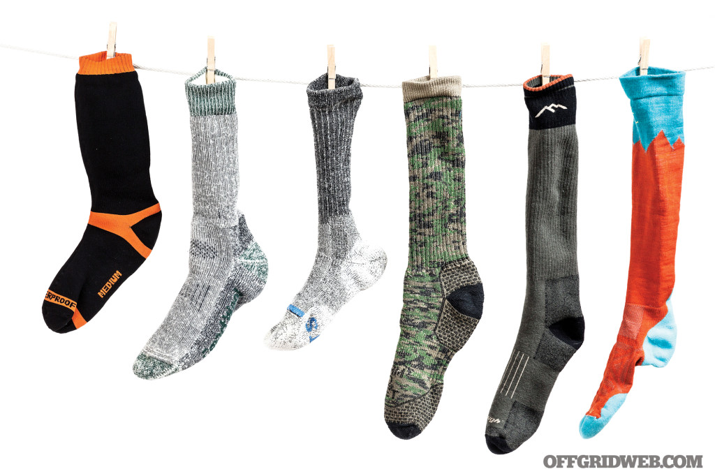 Photo of a variety of cold weather socks that could be packed into a go bag.