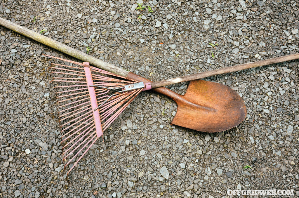A simple polyleaf rake and shovel are two of the only tools you'll need for composting.