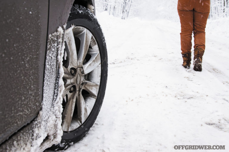 winter survival situation involving a car