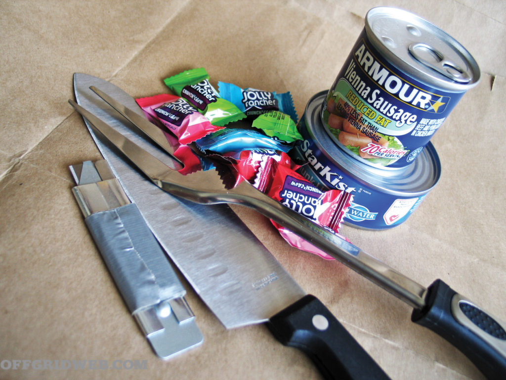 knives razor blades tuna urban survival gear challenge dollar store finds