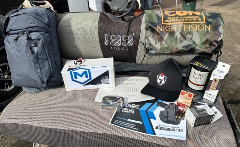 Contents of the CANCON VIP bag from 2022 individually displayed on a table.