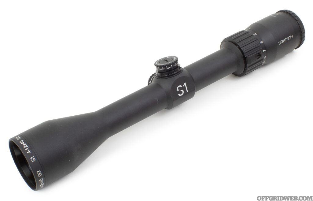 Photo of a telescopic scope for the Gear Up column, the Sightron S1-4 12 by 40 G2.