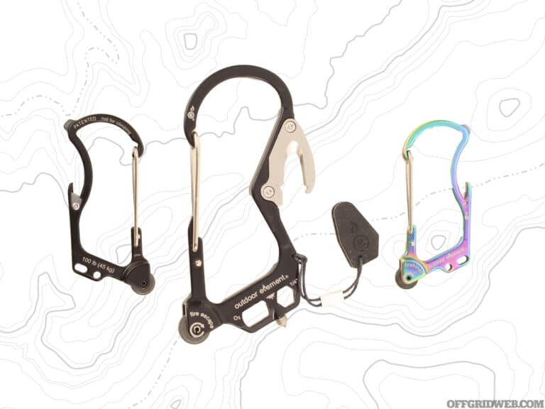 Three Firebiner carabiners, created by Outdoor Element lying side-by-side.