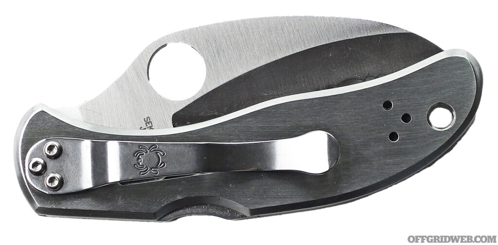 Studio photo of the Spyderco Harpy hawkbill blade in the closed position.