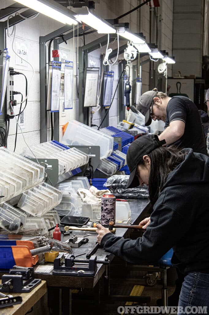 Desert Tech fabricators hard at work assembling parts for Desert Tech rifles.