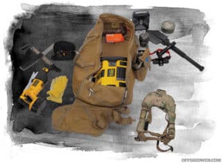 Studio photo of Brad Gilpin's bayou bug out bag.