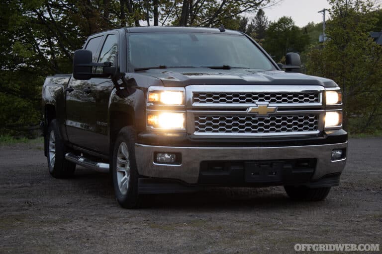Photo of a chevy silverado 1500 without the benefits of LED vehicle lighting.