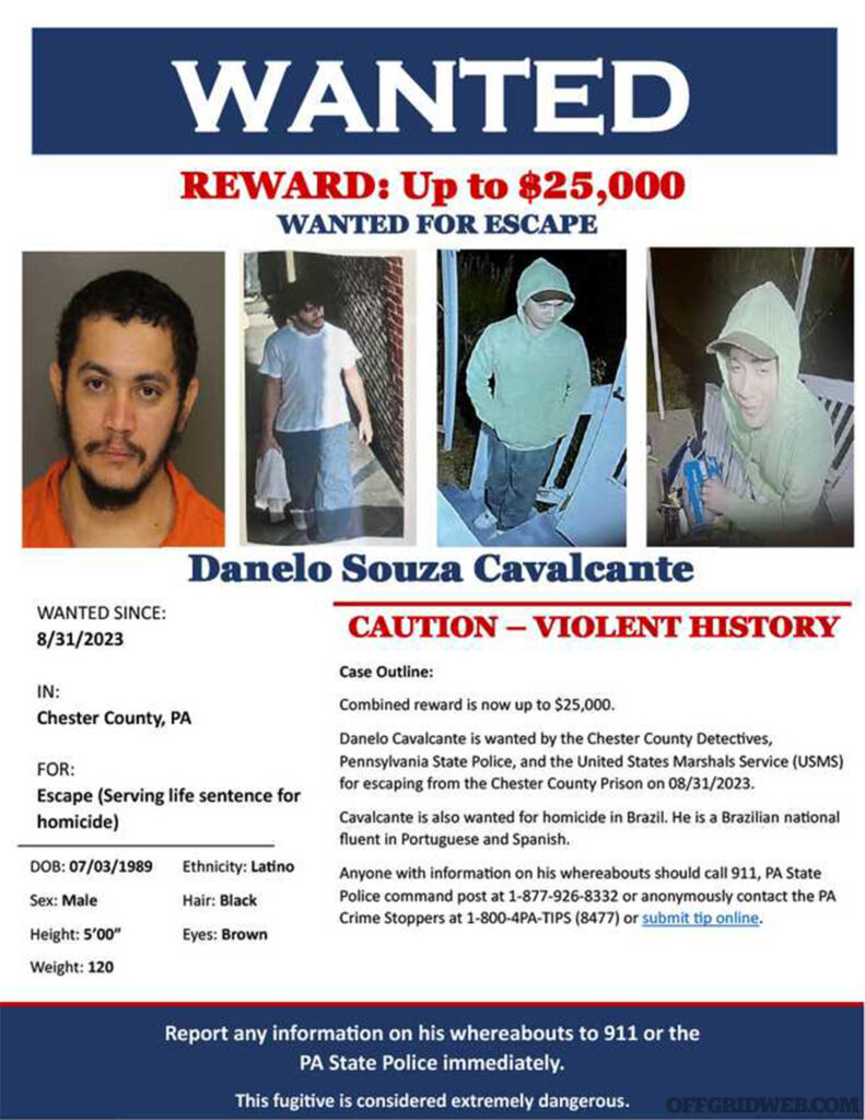 Wanted poster for Danelo Cavalcante.