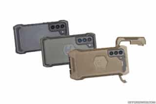 Studio photo of three durable phone cases for smart phones.