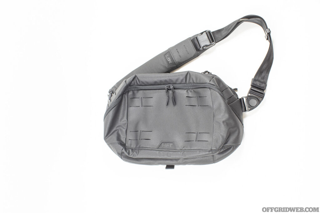 Studio photo of the Mission First Tactical sling bag.
