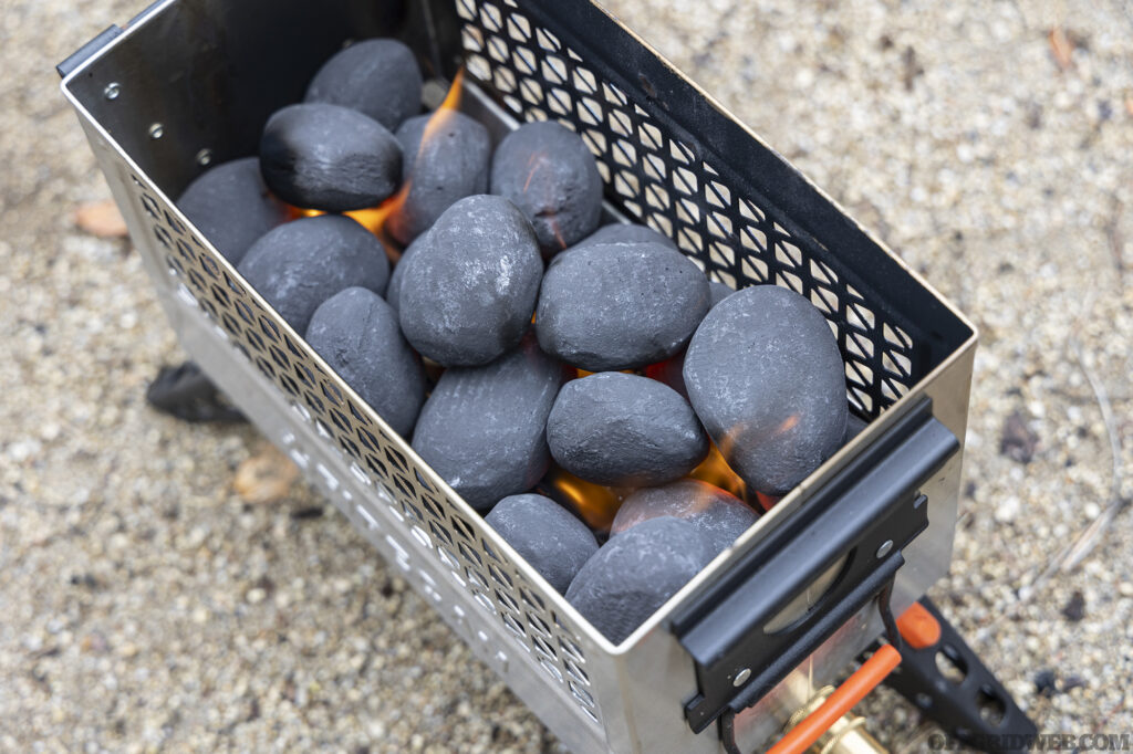 These ultra-light Moon Rocks resemble charcoal briquettes, but they’re actually made from blown ceramic. Placed atop the burners, they make the flames dance and help your FireCan give off more radiant heat.