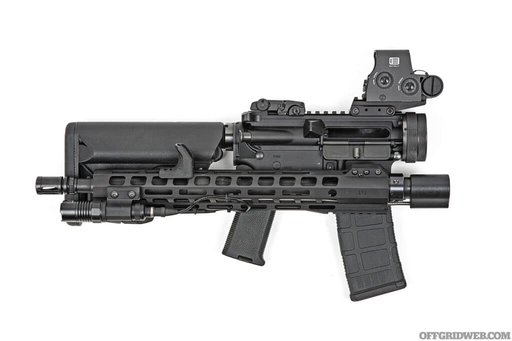 Studio photo of an AR-15 Takedown.