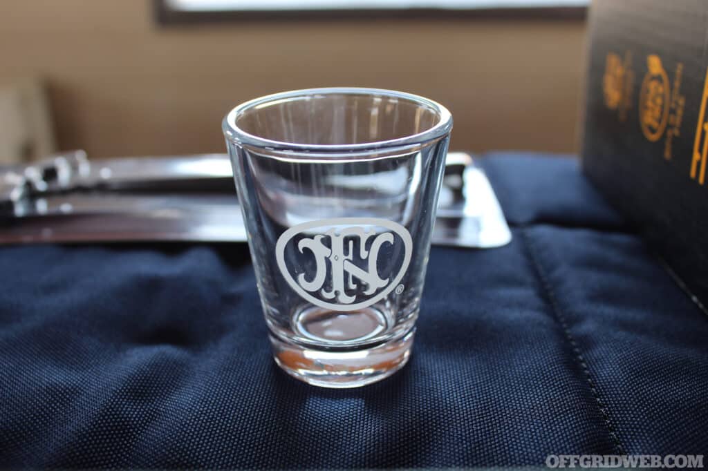 Photo of an FN shot glass.