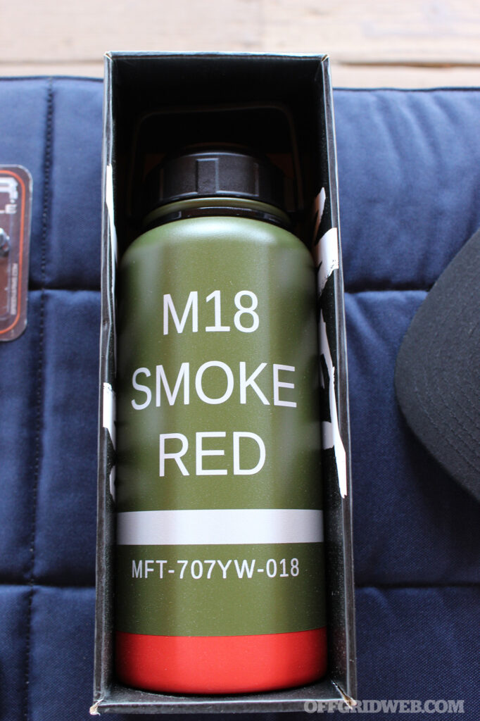 Photo of an M18 red smoke MFT tumbler.