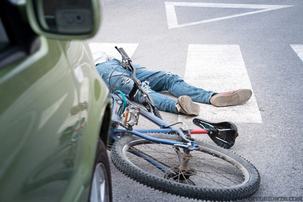 Bicycle accident , man hit by a car