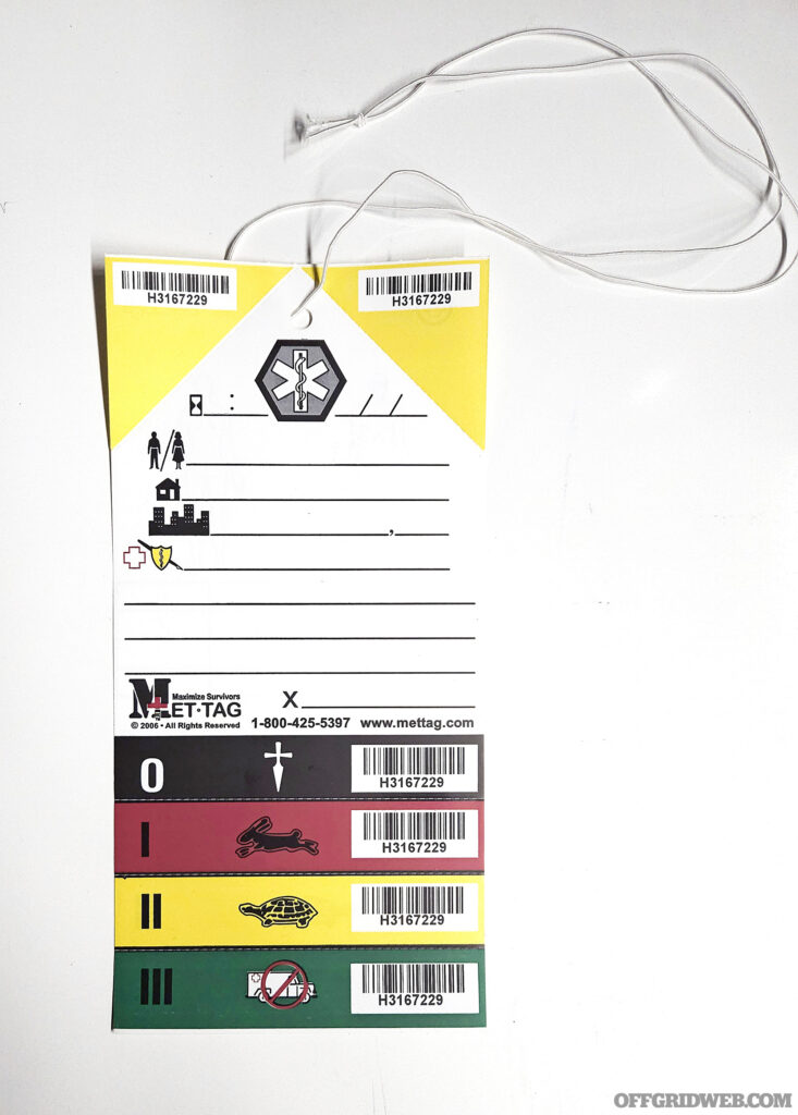 Photo of a casualty triage tag.
