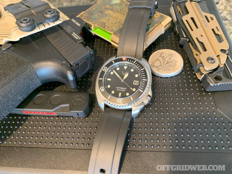 image of a dive watch an gear