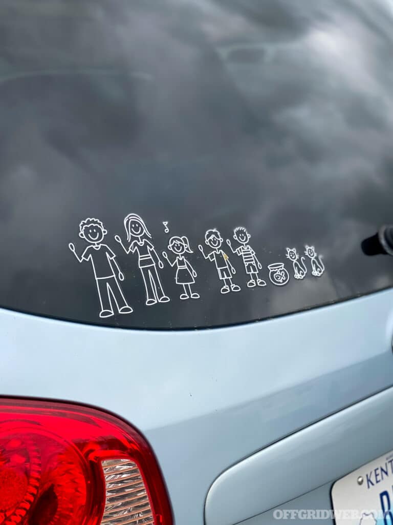 family sticker on a car situational awareness