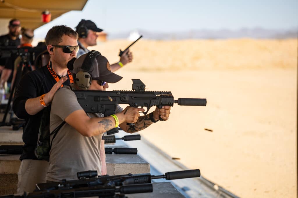 Shooting at the range.