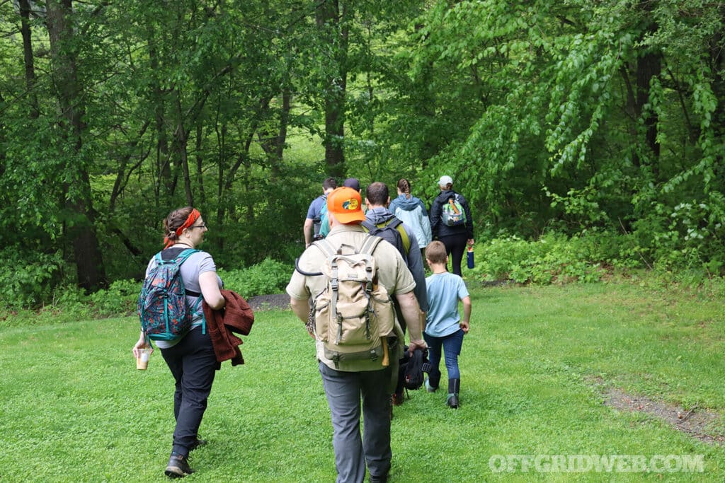 walking to the woods at raven wilderness school