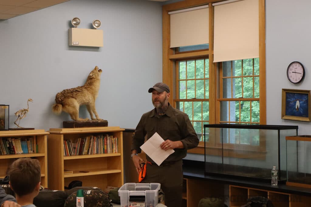 Jeff Hatch giving the safety brief for Wilderness Survival I