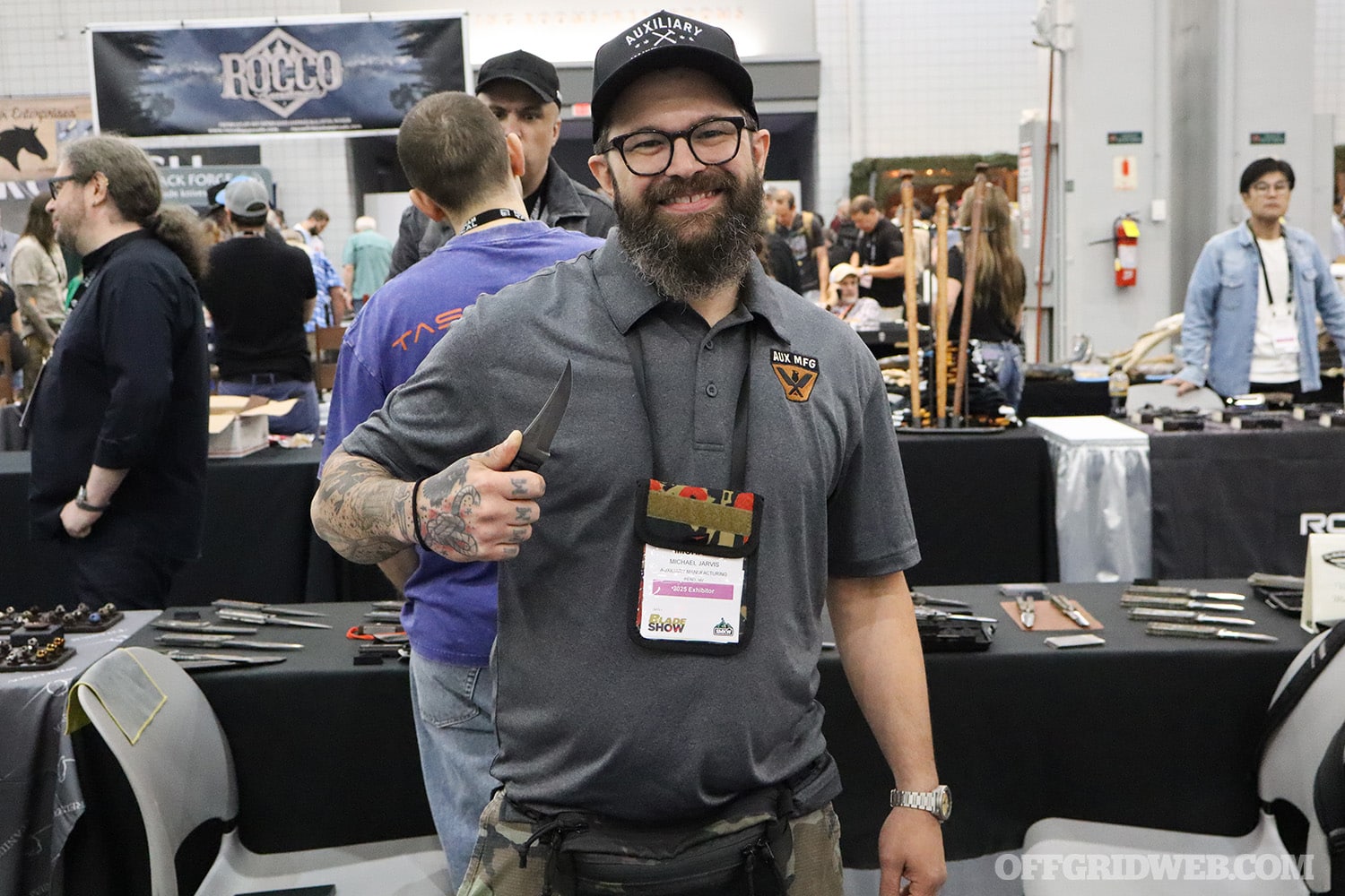 Mike Jarvis of Auxiliary Manufacturing at blade show