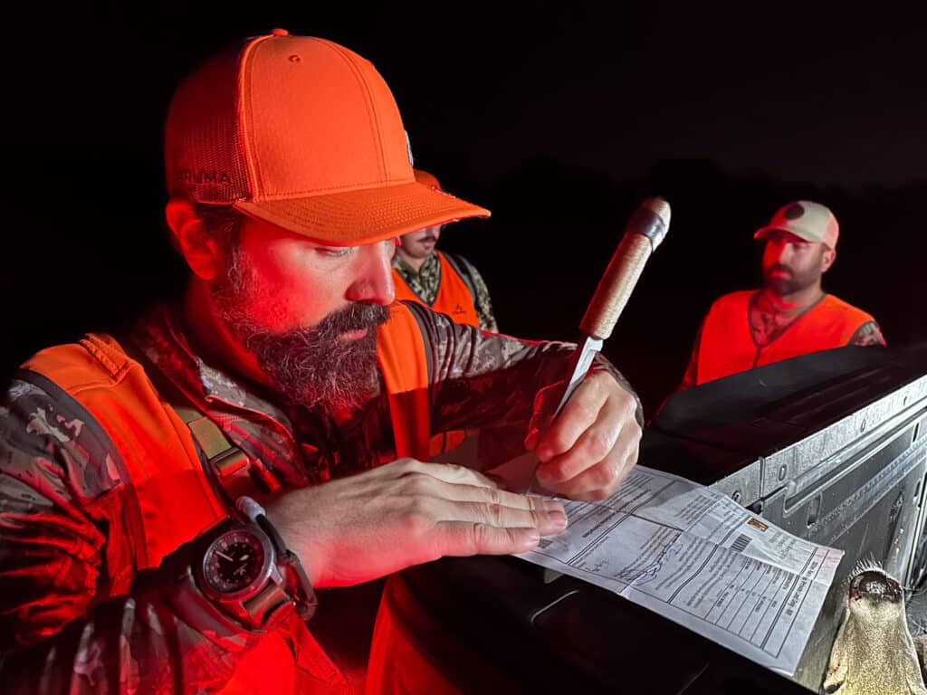 tagging a doe during a hunt