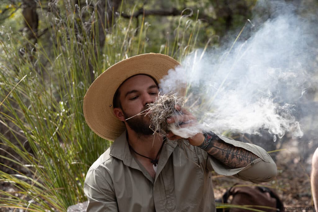 starting fire in the desert