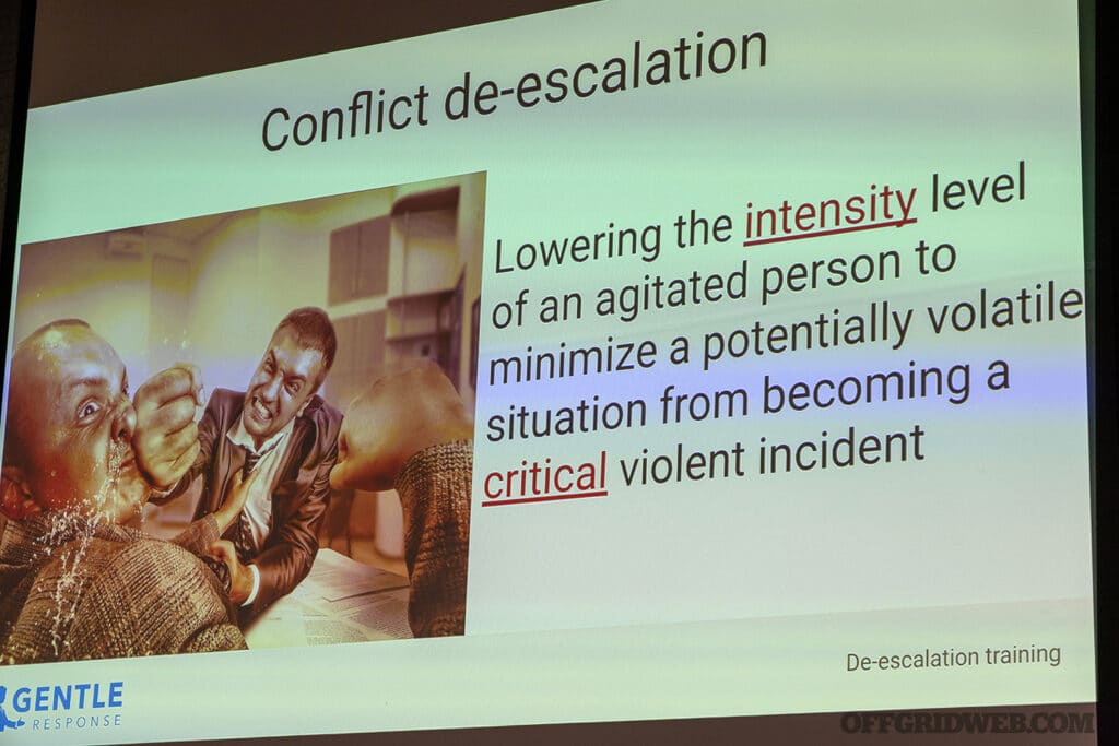 image of a conflit de-escalation slide  from class