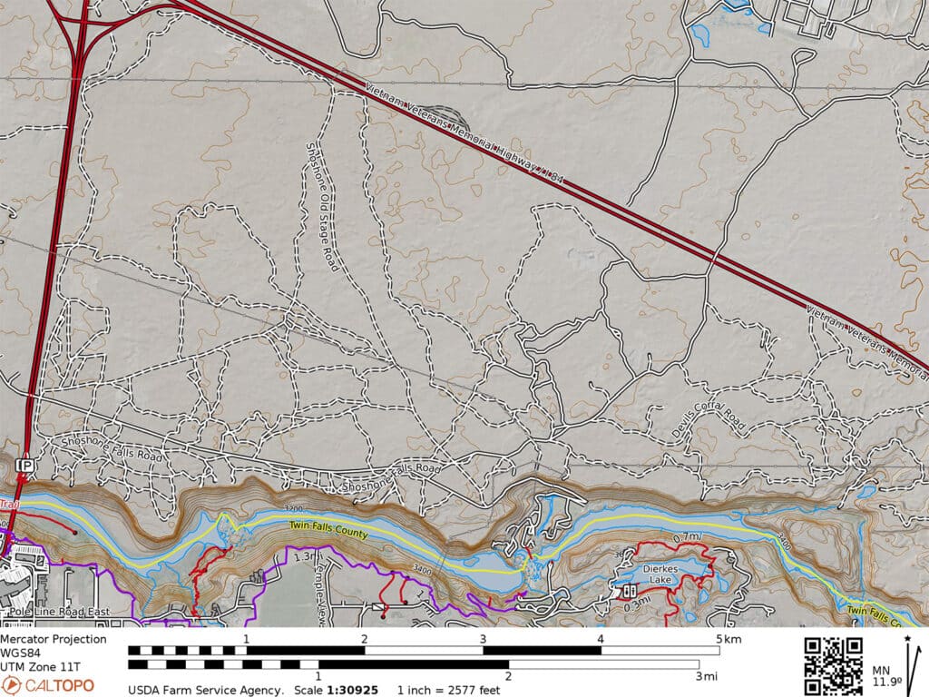 topo map of shoshone falls