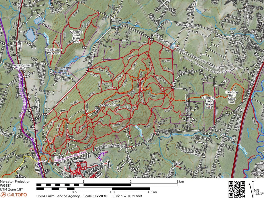 topo map of sleeping giant