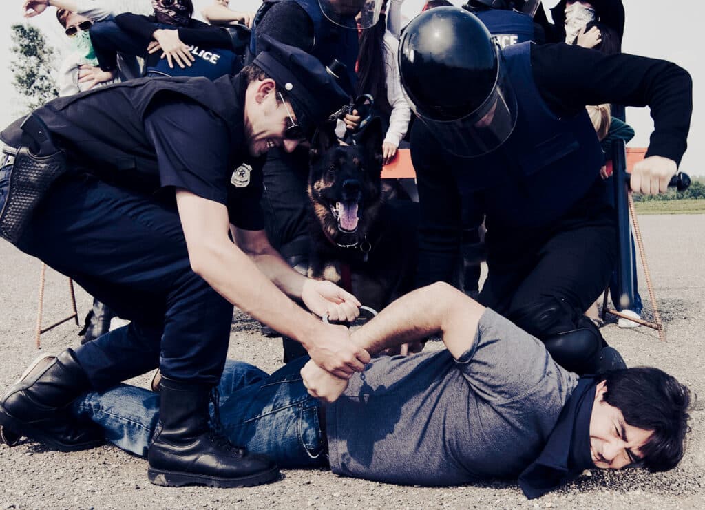 image of ploce arresting someone during civil unrest