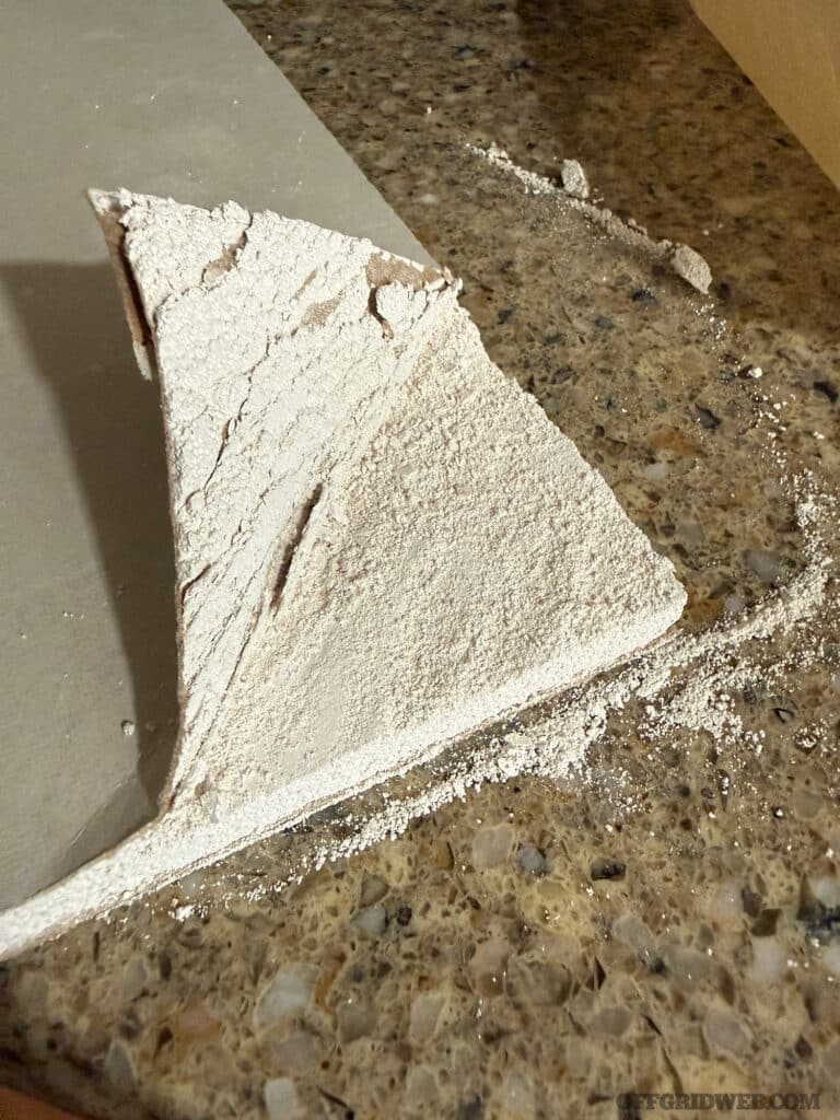 sheet rock on a counter