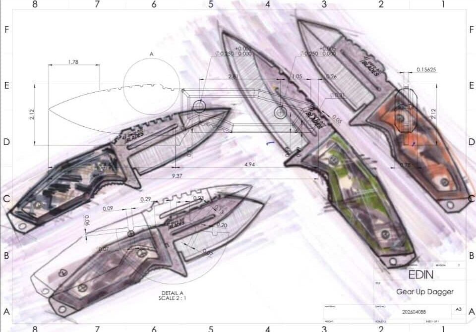 sketches of Aero-Hill Blades Gear up knives